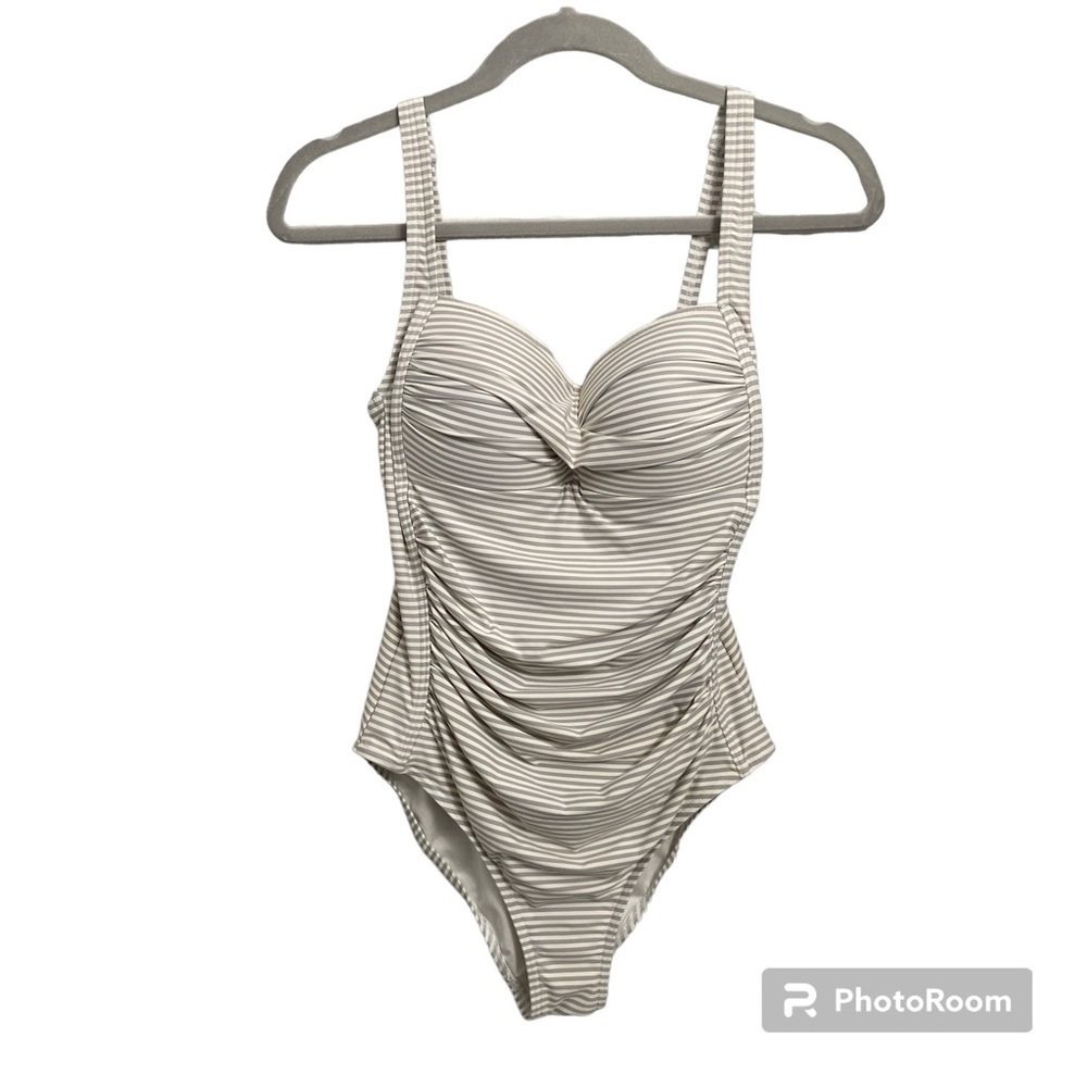 NIPTUCK SWIM / Grey & White Multi Fit Cup One Piece Swim Suit Size US 6